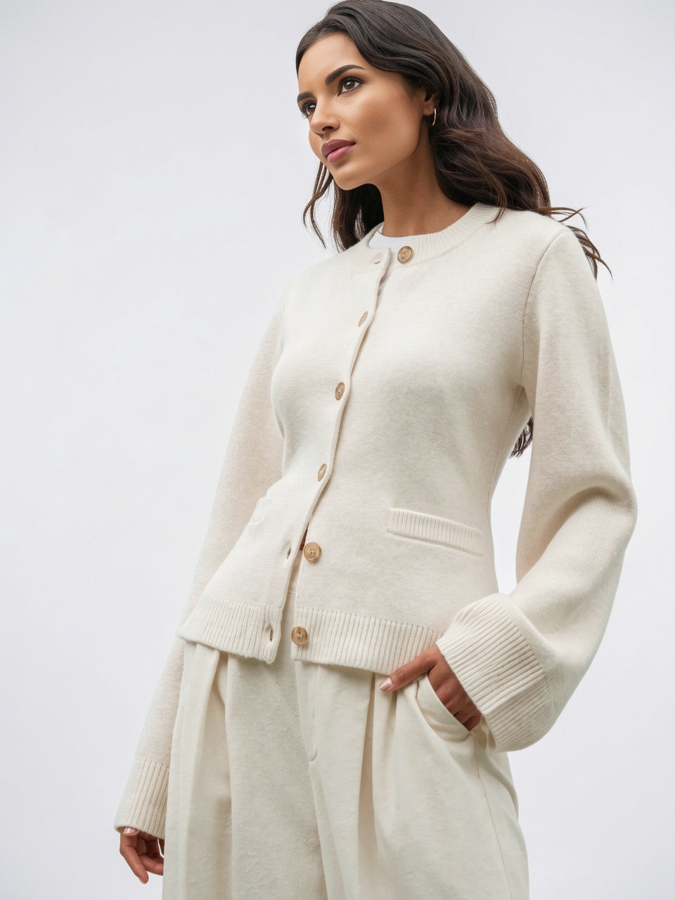 Cardigan boutons doux durable coupe moderne - Ivoire XS
