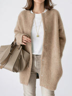 Cardigan Confortable, Coupe Oversize, Tissu Doux et Chaud - Kaki XS
