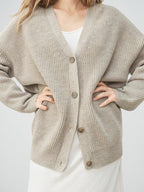 Cardigan Femme Col V Coupe Large Boutons Respirant - 2