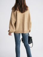 Cardigan femme manches amples col ouvert automne côtelé - 4
