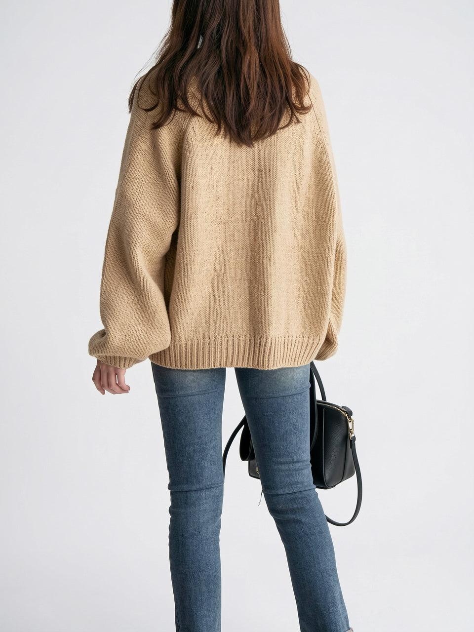 Cardigan femme manches amples col ouvert automne côtelé - 4