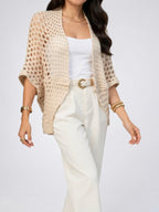 Cardigan Femme Ouvert Automne Motif Ajouré Droite - 2