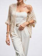 Cardigan Femme Ouvert Automne Motif Ajouré Droite - 6