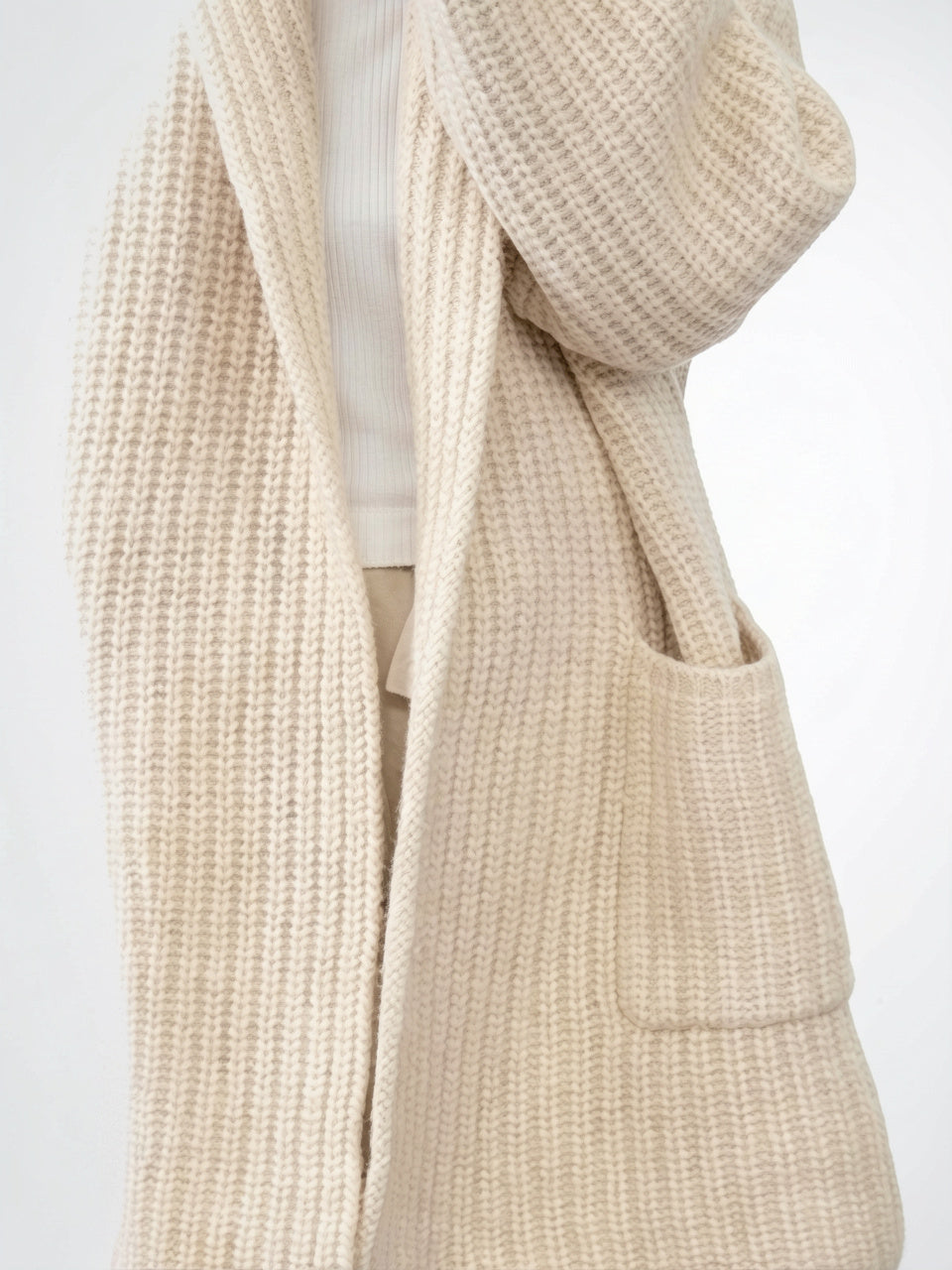 Cardigan Femmes Front Ouvert Oversize Maille Poches - 4