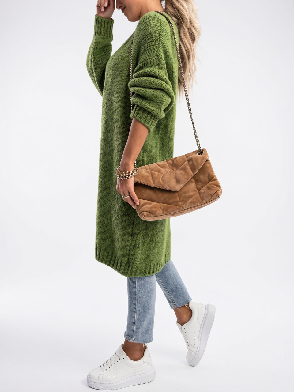 Cardigan Long Oversize Femme Tricot Confortable Libre Manches Longues - 8