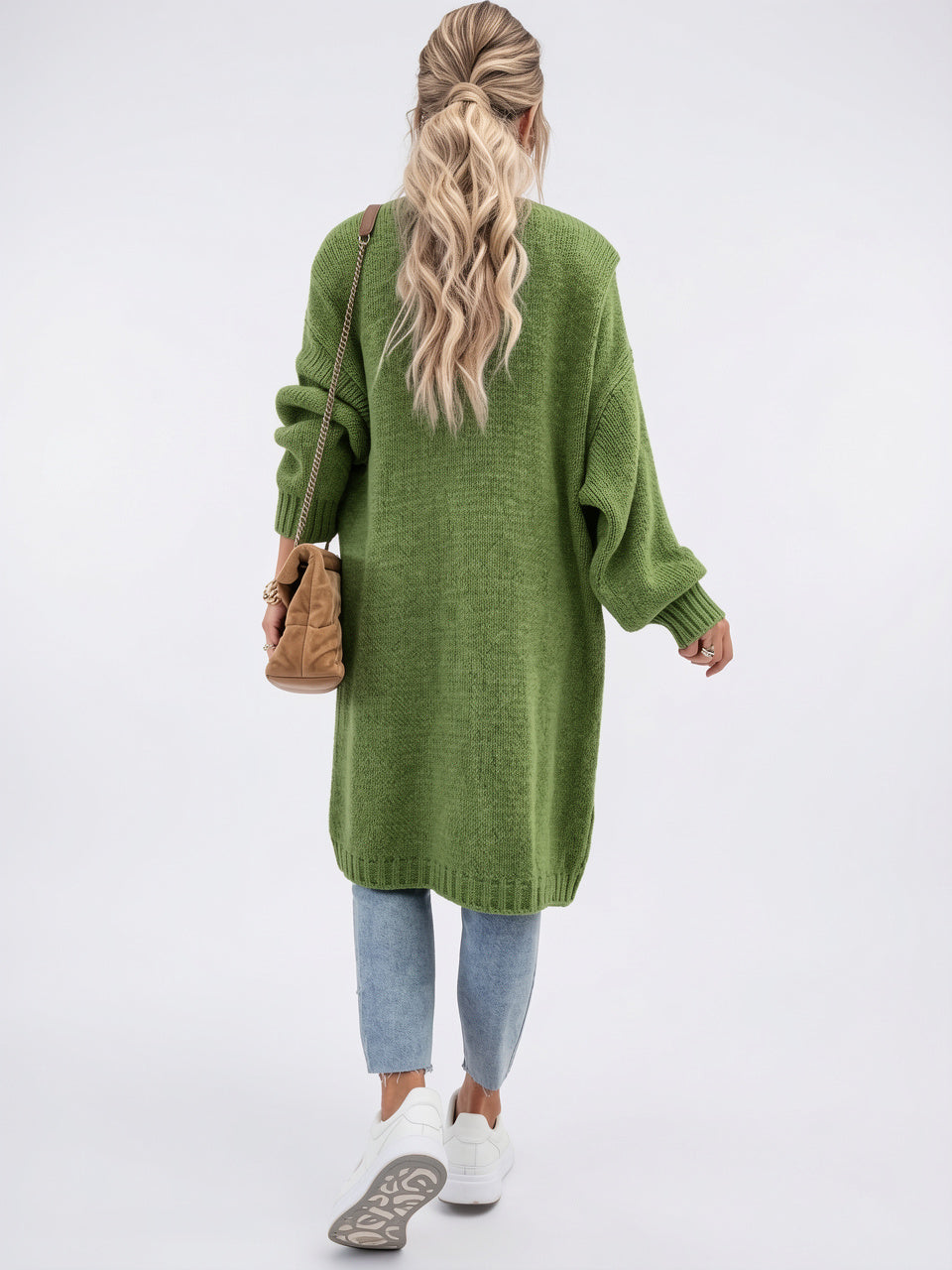 Cardigan Long Oversize Femme Tricot Confortable Libre Manches Longues - 9