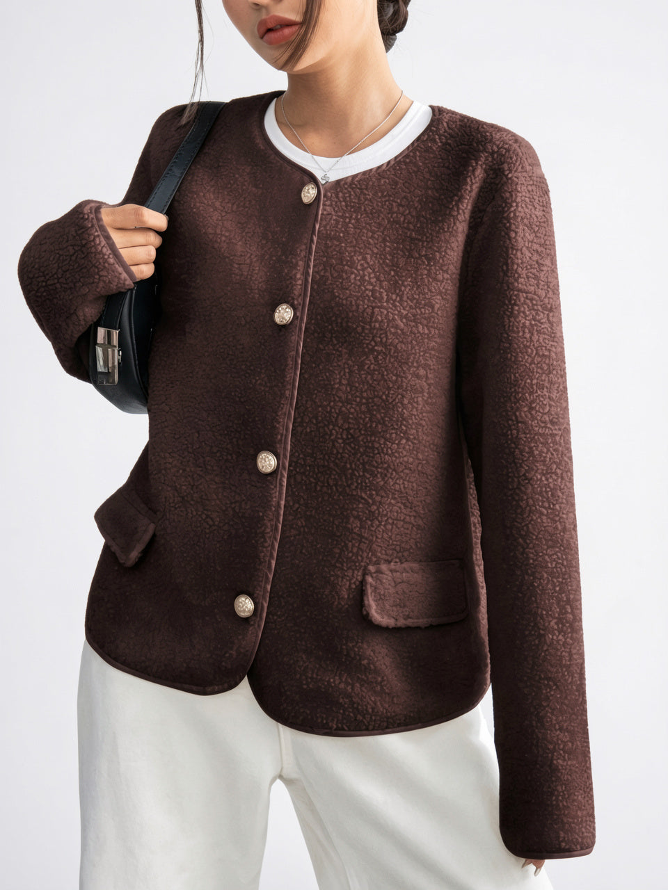 Cardigan Tricot Douillet Col Rond Front Ouvert - 1