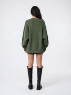 Cardigan Tricot Épais Oversize Femmes Col V Poches - 3