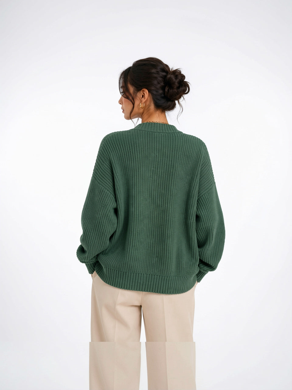 Cardigan Tricot Femme Manches Longues Bouton Frontal Automne - 4