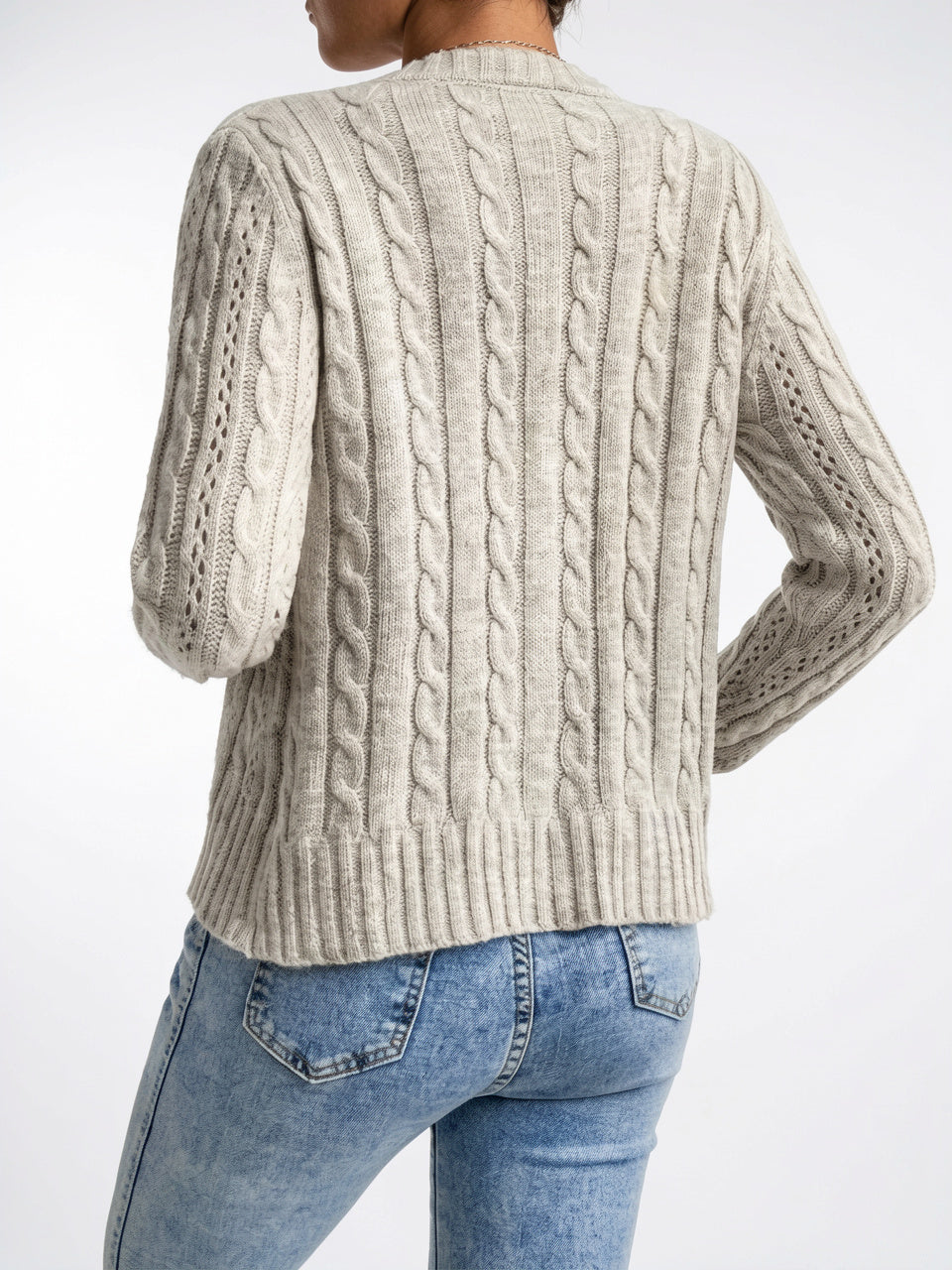 Cardigan Tricot Torsadé Femme Bouton Frontal Automne Hiver - 4