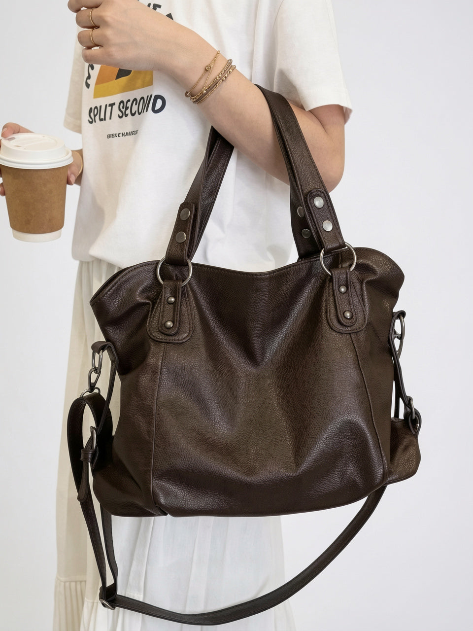 Cassandre — Grand sac à main souple de cours à bandoulière - 17