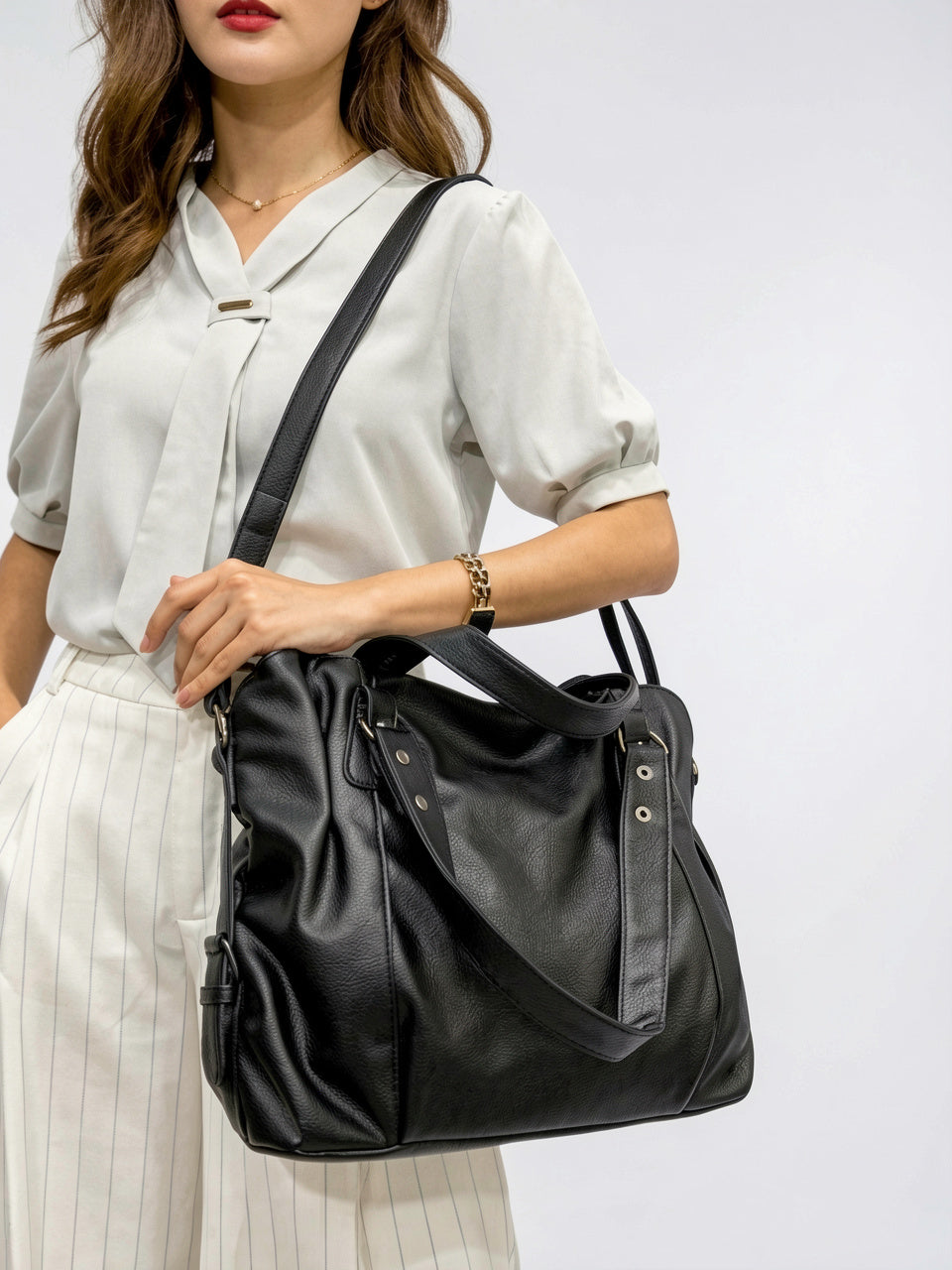 Cassandre — Grand sac à main souple de cours à bandoulière - 2