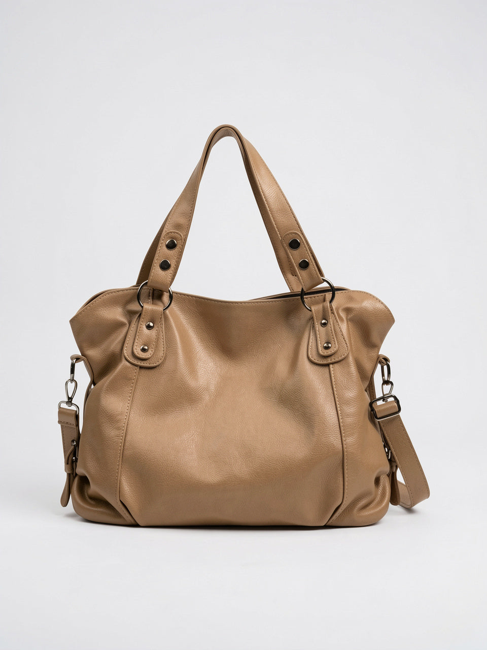 Cassandre — Grand sac à main souple de cours à bandoulière - Beige