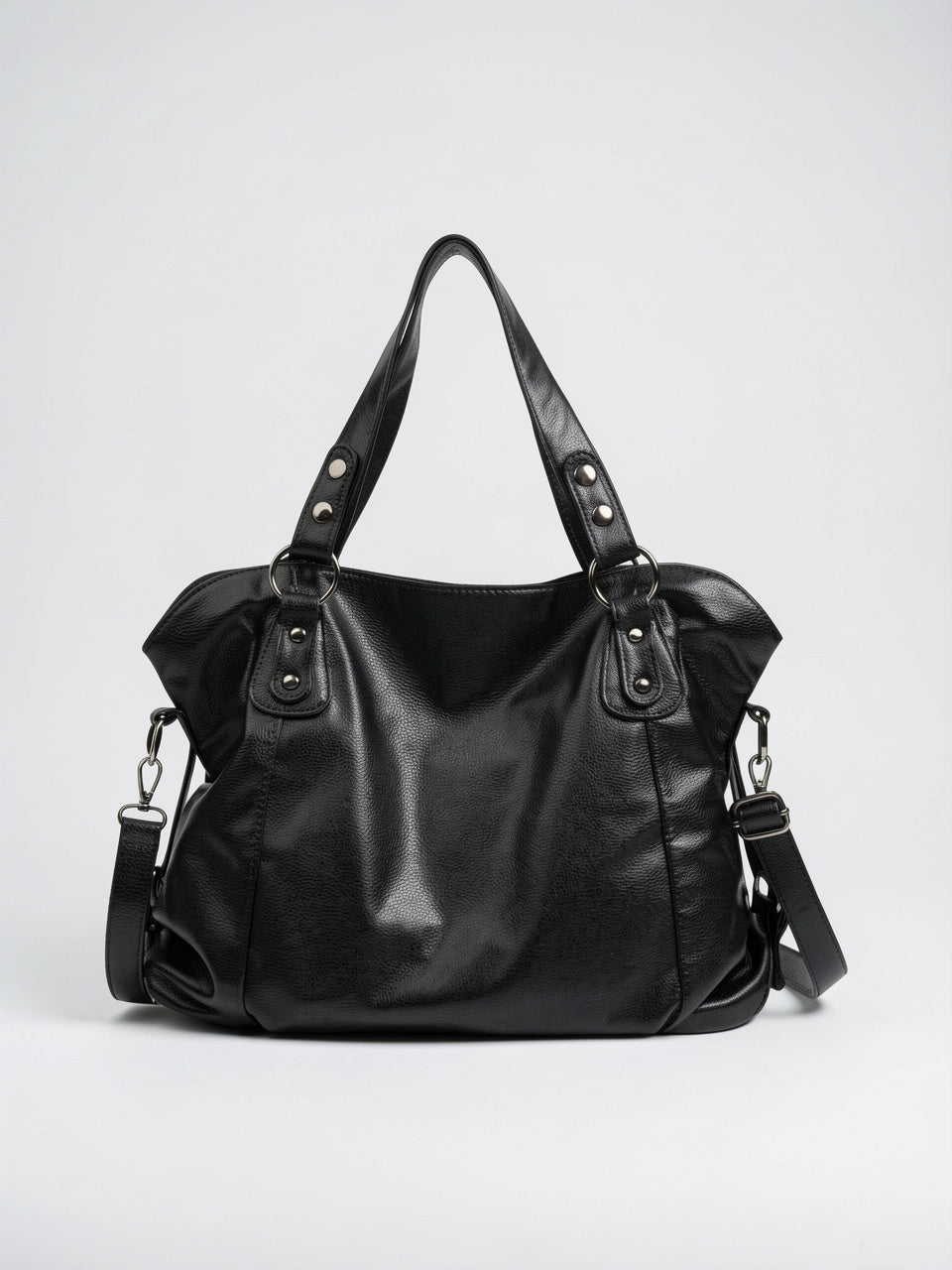 Cassandre — Grand sac à main souple de cours à bandoulière - Noir