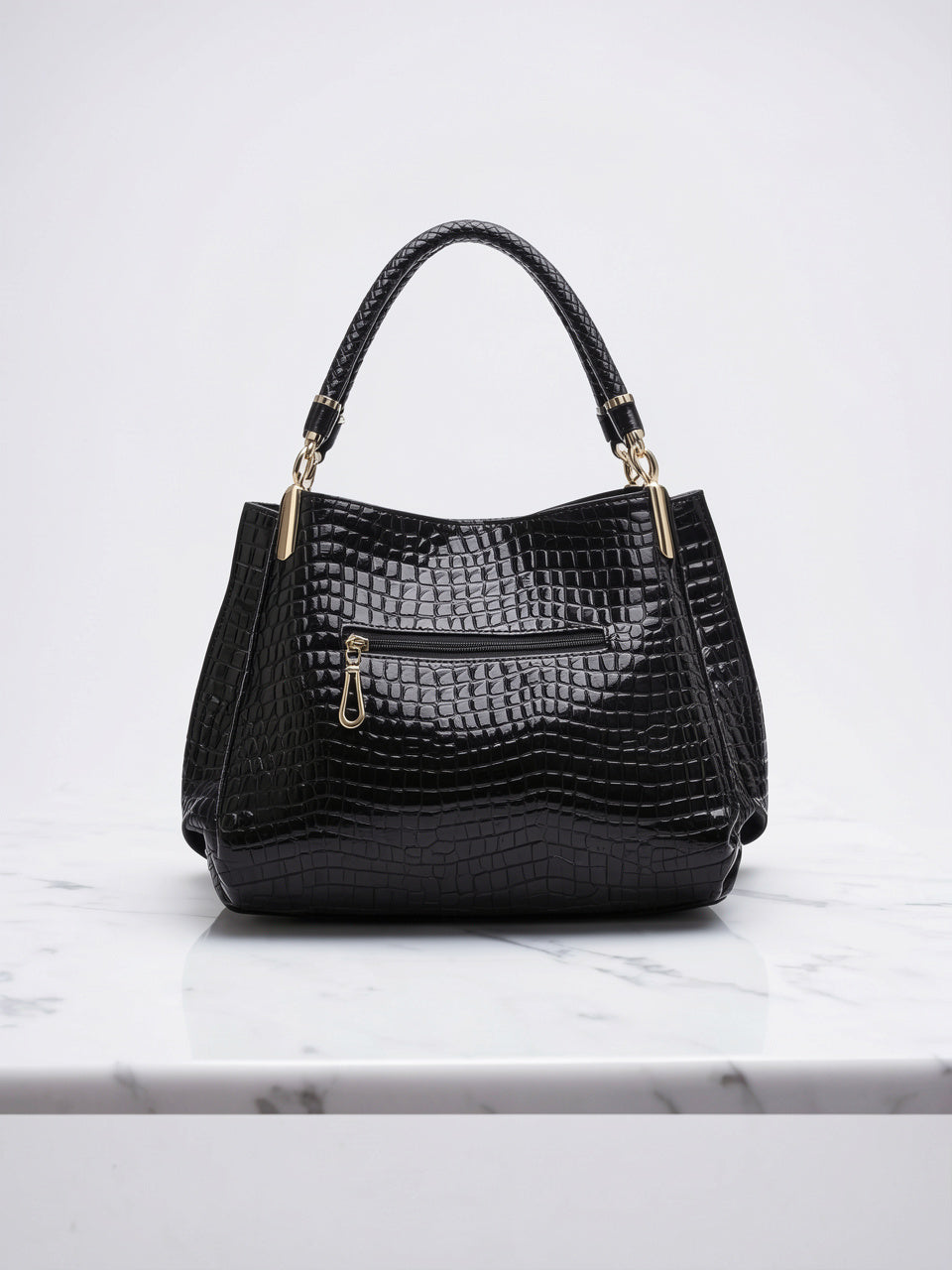 Castille — Sac à main noir vernis - 7
