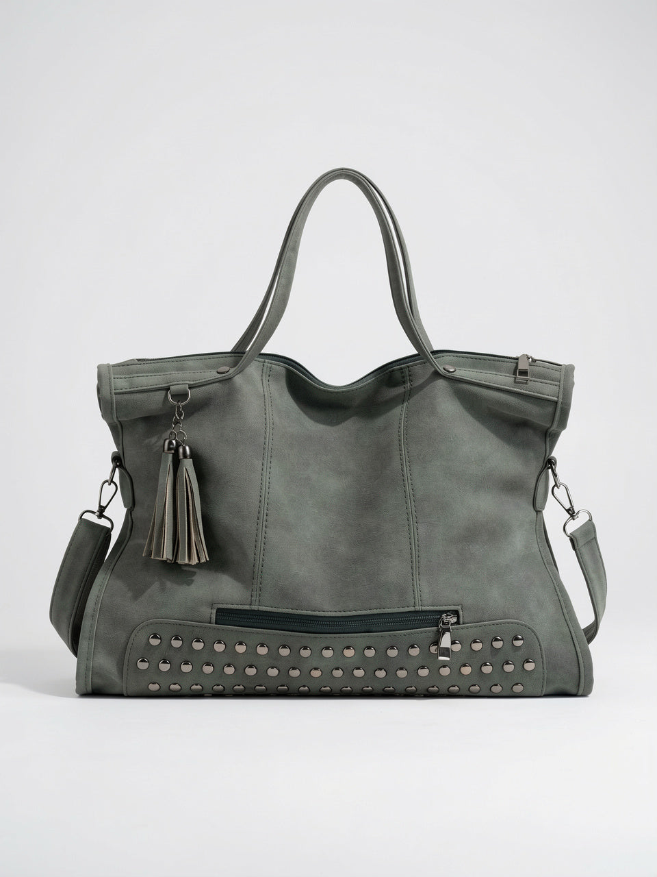 Célestine — Sac à main luxe en cuir de cours - Vert Sauge