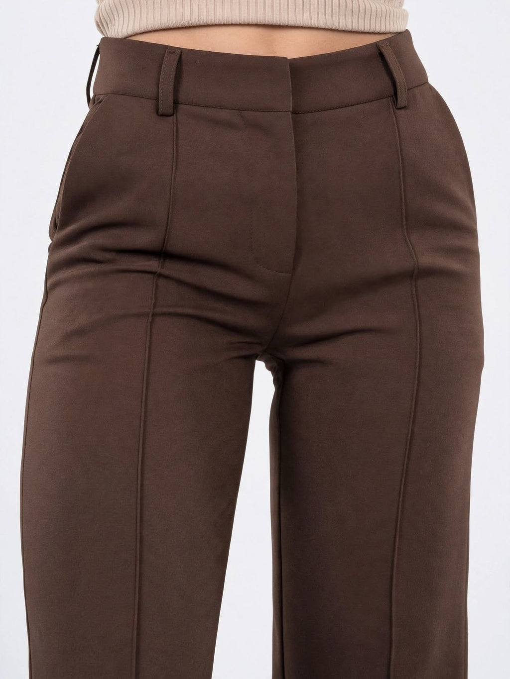 Pantalon Jambes Larges Double Taille Taille Haute Fluide