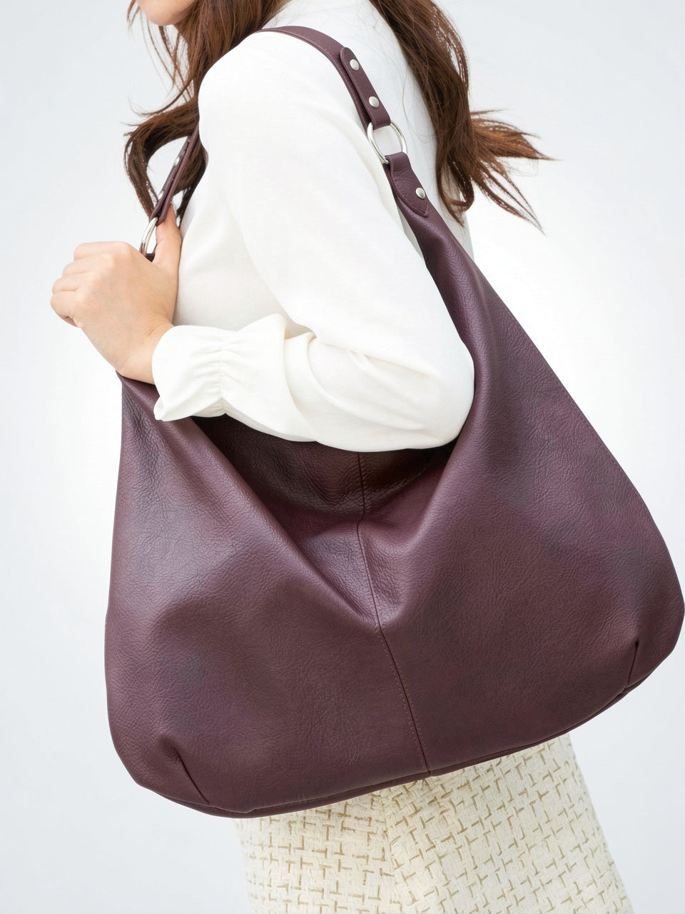 Clotilde — Grand sac à main souple hobo de cours - 11