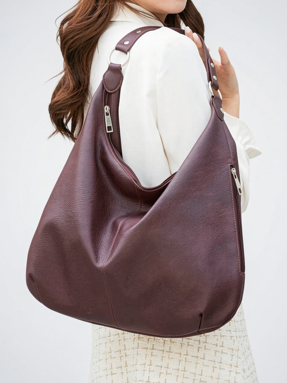 Clotilde — Grand sac à main souple hobo de cours - 13