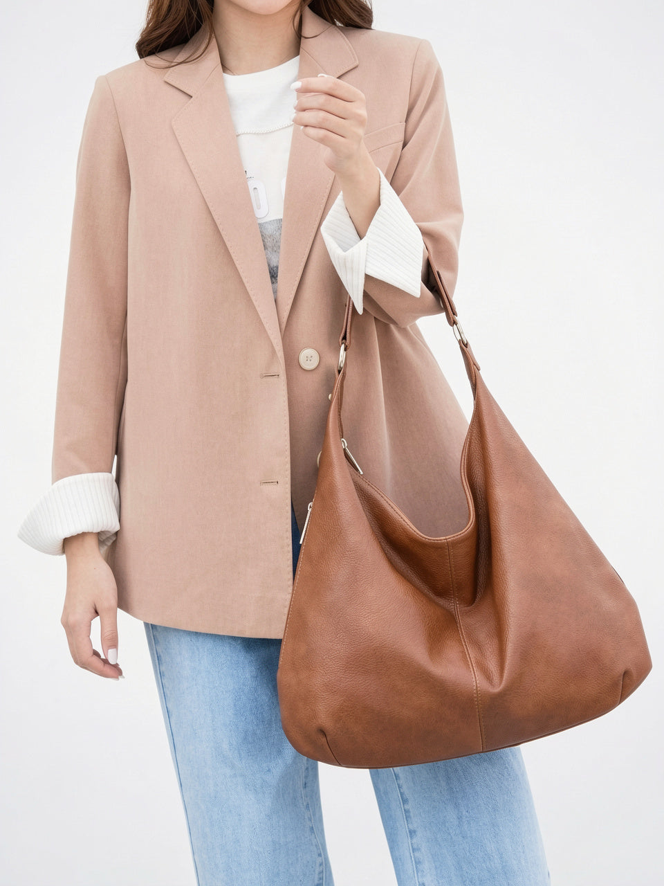 Clotilde — Grand sac à main souple hobo de cours - 3