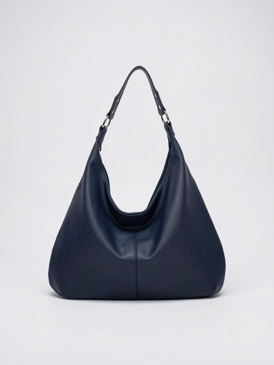 Clotilde — Grand sac à main souple hobo de cours - Bleu marine