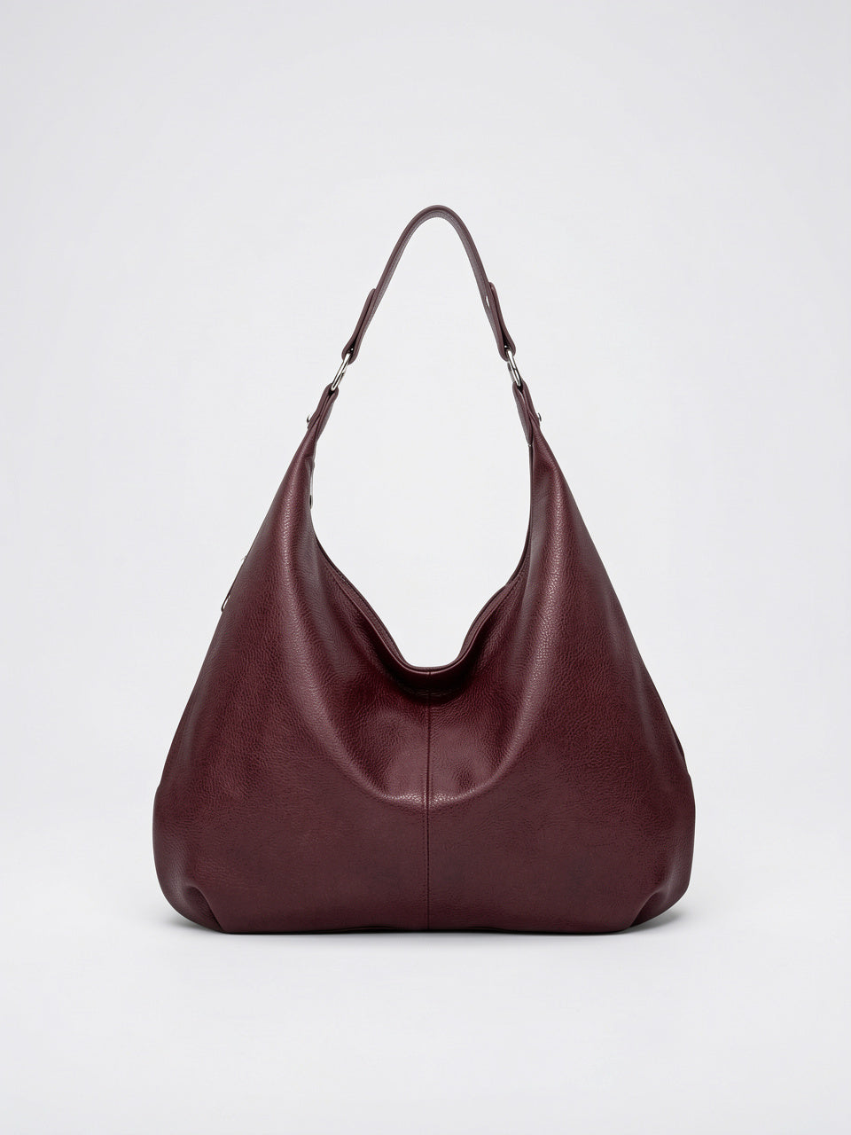 Clotilde — Grand sac à main souple hobo de cours - Bordeaux