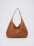 Clotilde — Grand sac à main souple hobo de cours - Marron