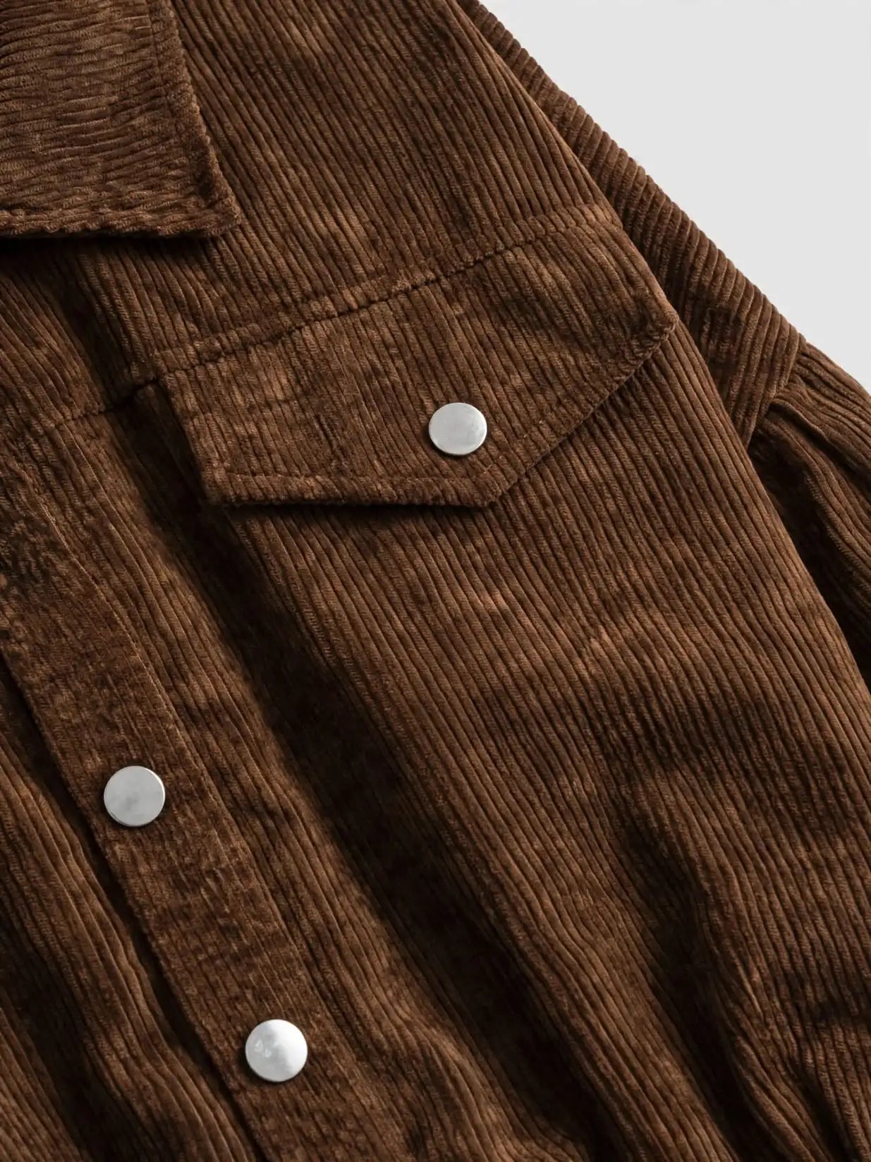 Veste Courte Femme Velours Côtelé Boutonnée Quotidien Poches