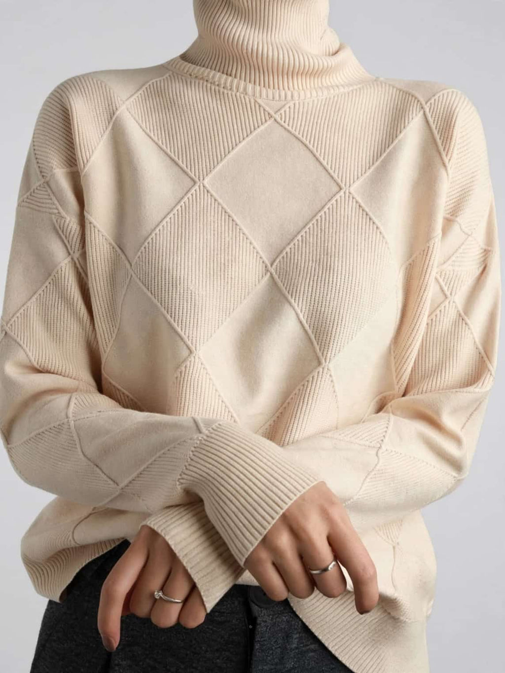 Pull Femme Cachemire Col Roulé Doux Intemporel Ajusté