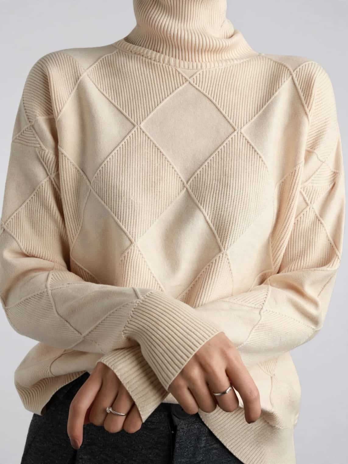 Pull Femme Cachemire Col Roulé Doux Intemporel Ajusté