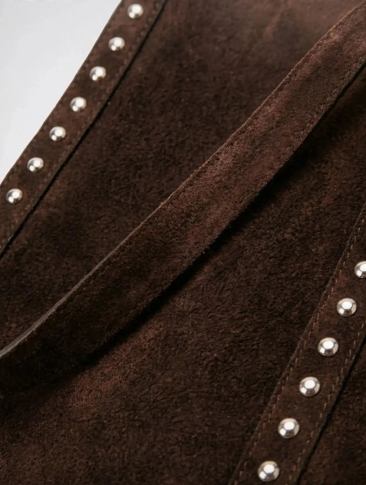 Hermine — Grand cabas vintage suédé à rivets