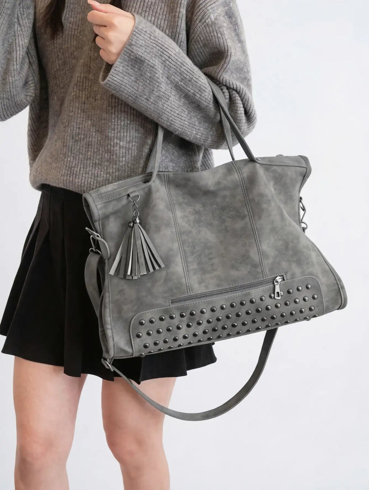 Célestine — Grand sac cabas vintage suédine bandoulière