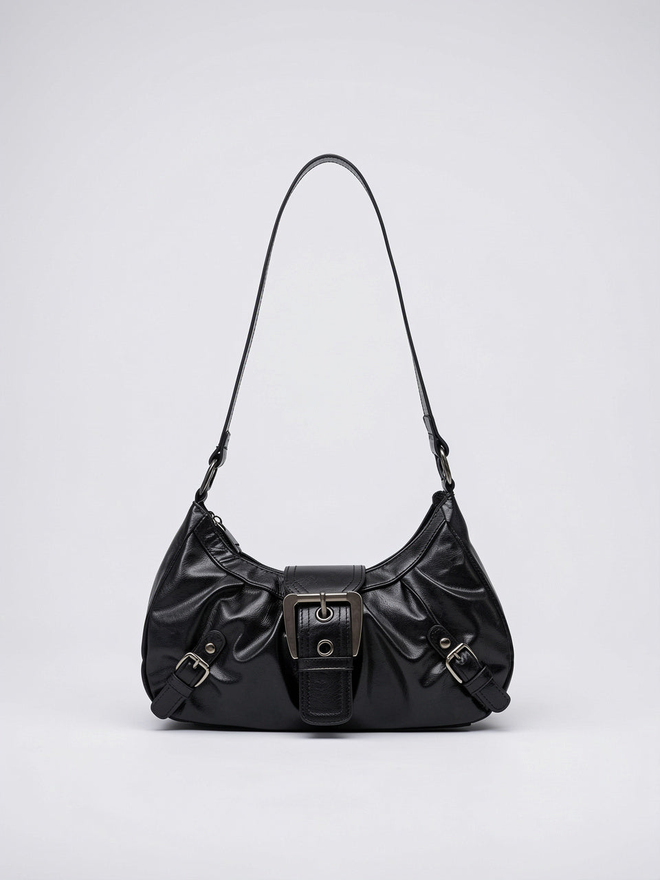 Eliana — Sac en cuir à boucle - Noir
