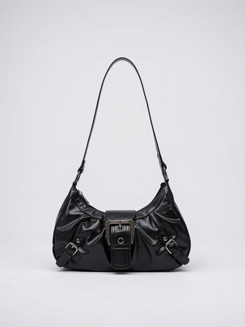 Eliana — Sac en cuir à boucle - Noir