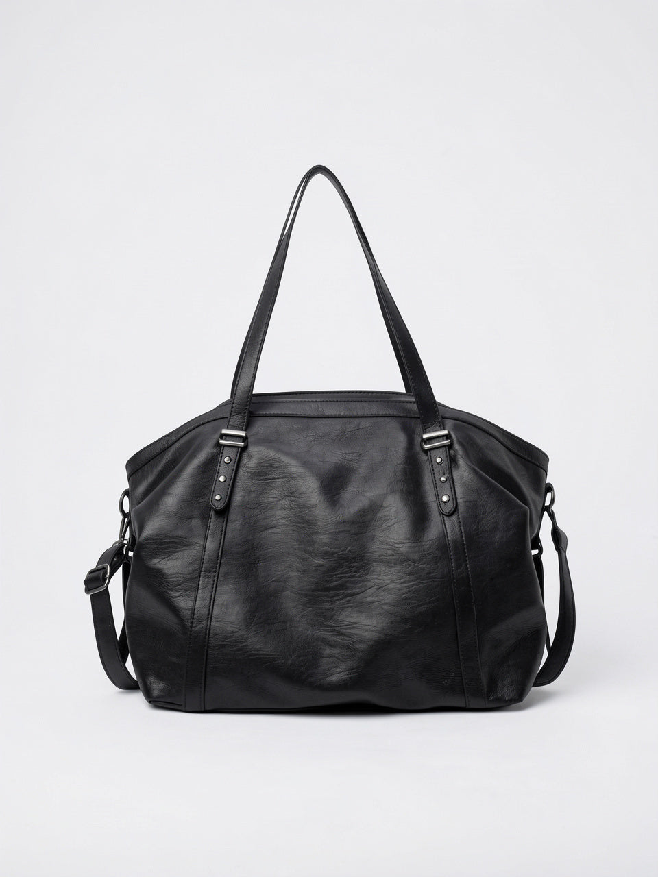 Elvire — Grand cabas sac à main de cours souple avec bandoulière - Noir