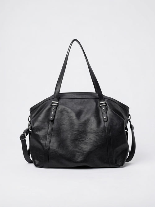 Elvire — Grand cabas sac à main de cours souple avec bandoulière - Noir