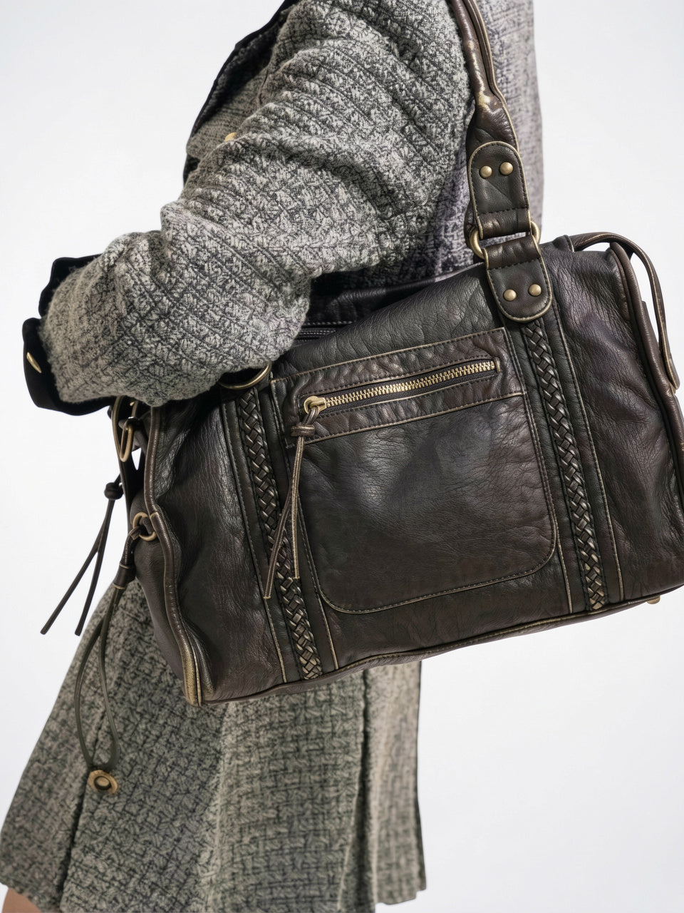 Esmée — Grand sac à main vintage de cours à bandoulière - 2
