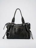 Esmée — Grand sac à main vintage de cours à bandoulière - Noir