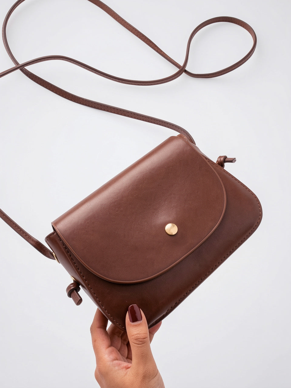 Eulalie — Petit sac tendance à bandoulière femme - Marron Foncé