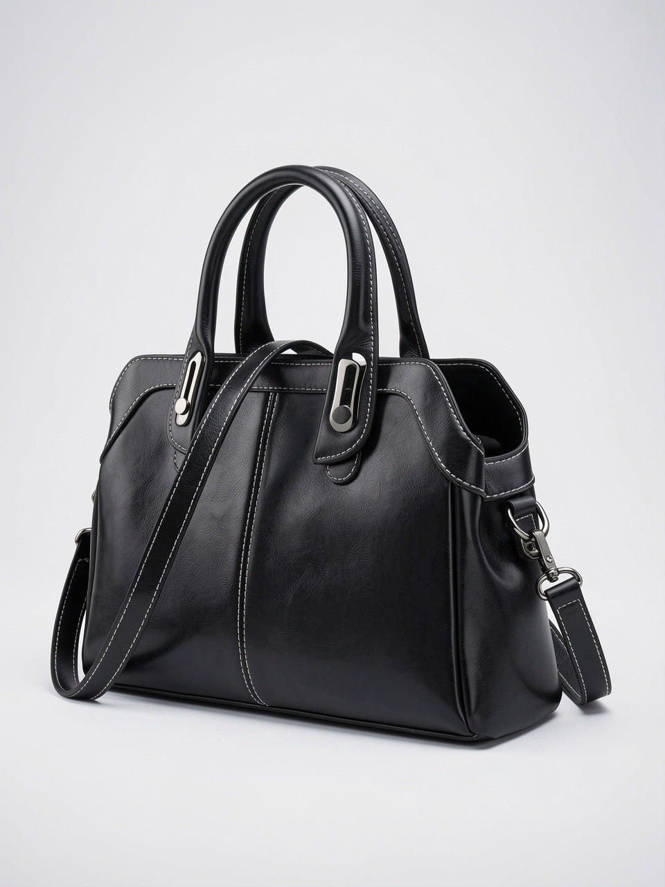 Eulalie — Sac à bandoulière cuir main - Noir