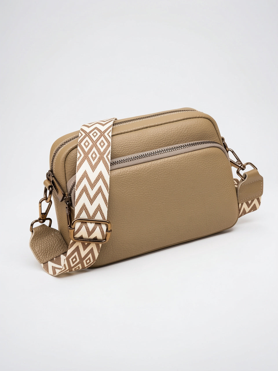 Eulalie — Sac à bandoulière femme large sangle - Marron