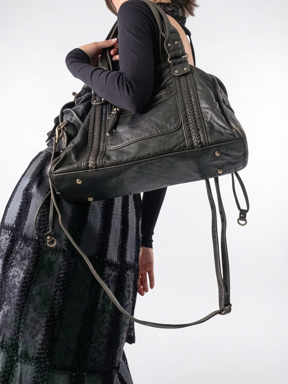 Faustine — Grand sac à main vintage de cours à bandoulière - 2