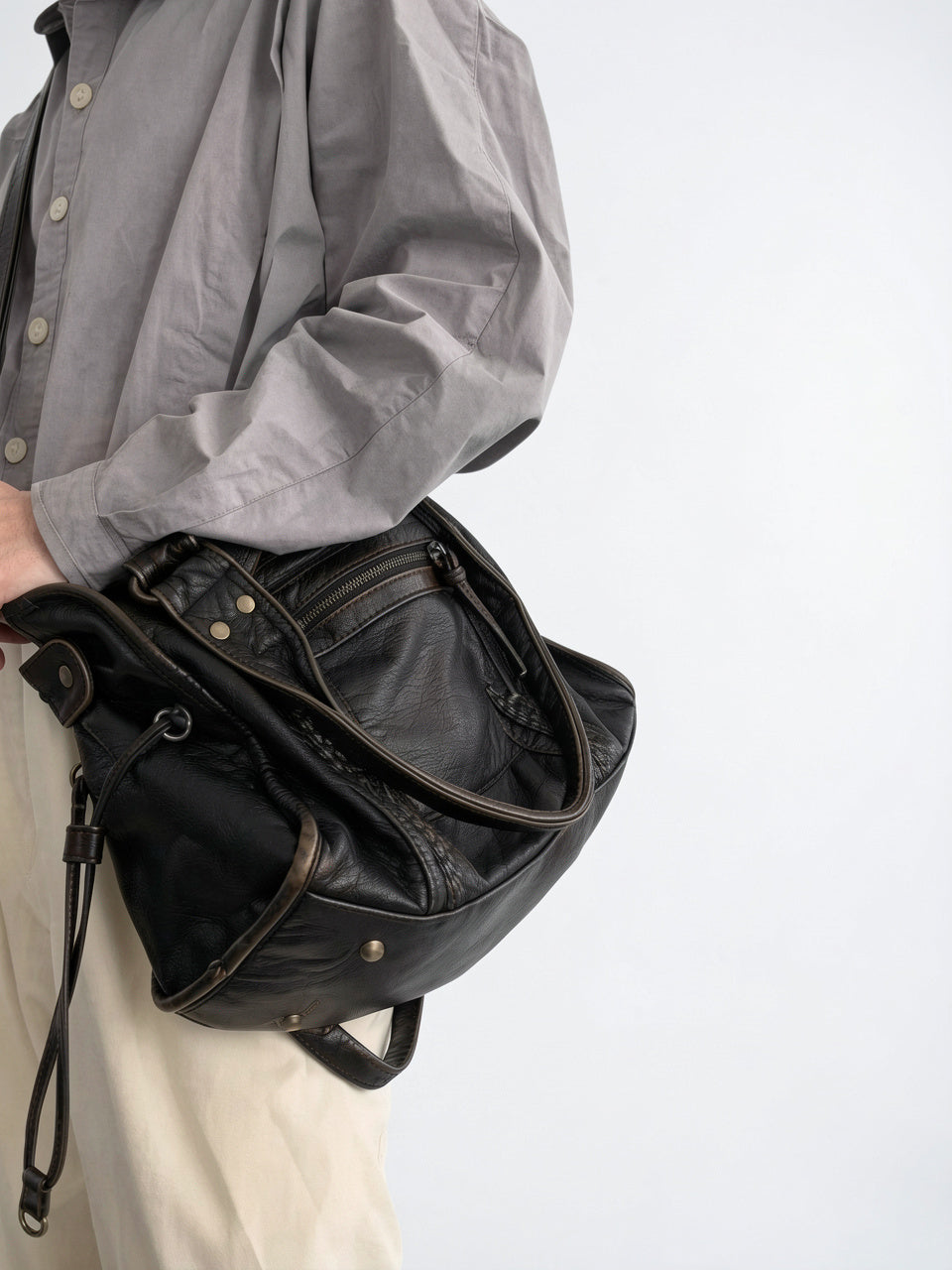 Faustine — Grand sac à main vintage de cours à bandoulière - 3