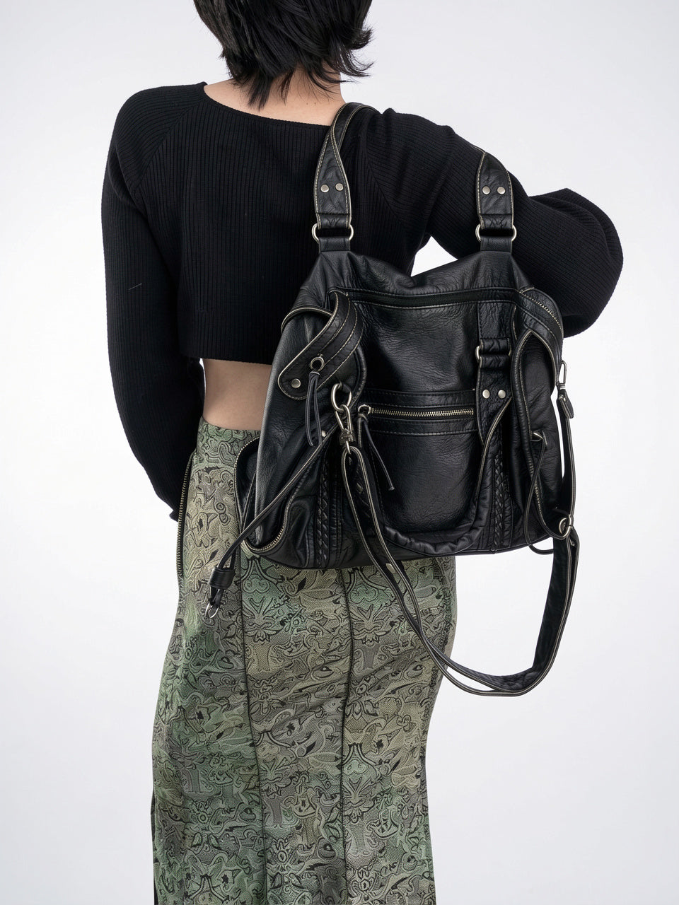 Faustine — Grand sac à main vintage de cours à bandoulière - 9