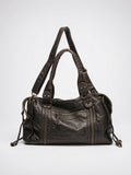 Faustine — Grand sac à main vintage de cours à bandoulière - Noir