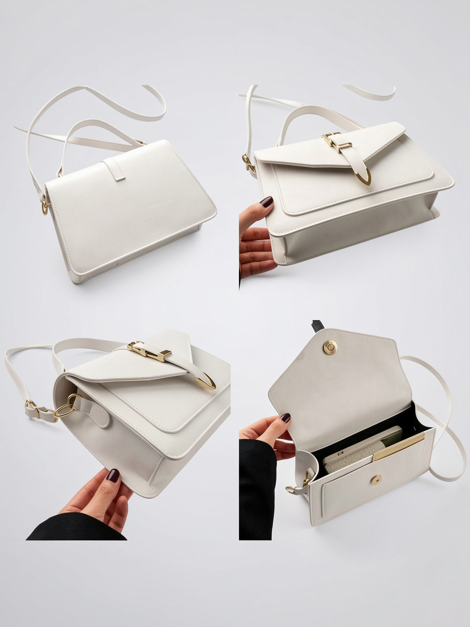 Flora — Petit sac à main à bandoulière à rabat aux finitions dorées - 18
