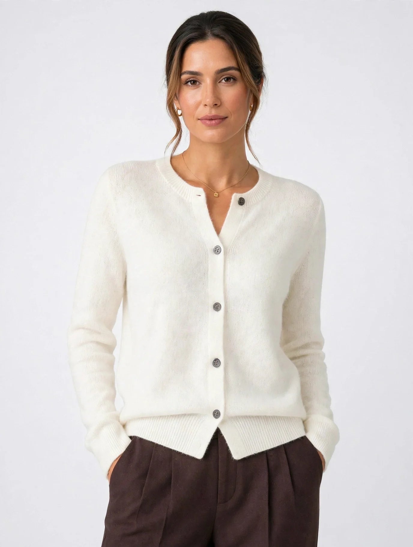 Cardigan Aspect Cachemire Femmes, Tricot Pull Boutonnage Frontal Doux