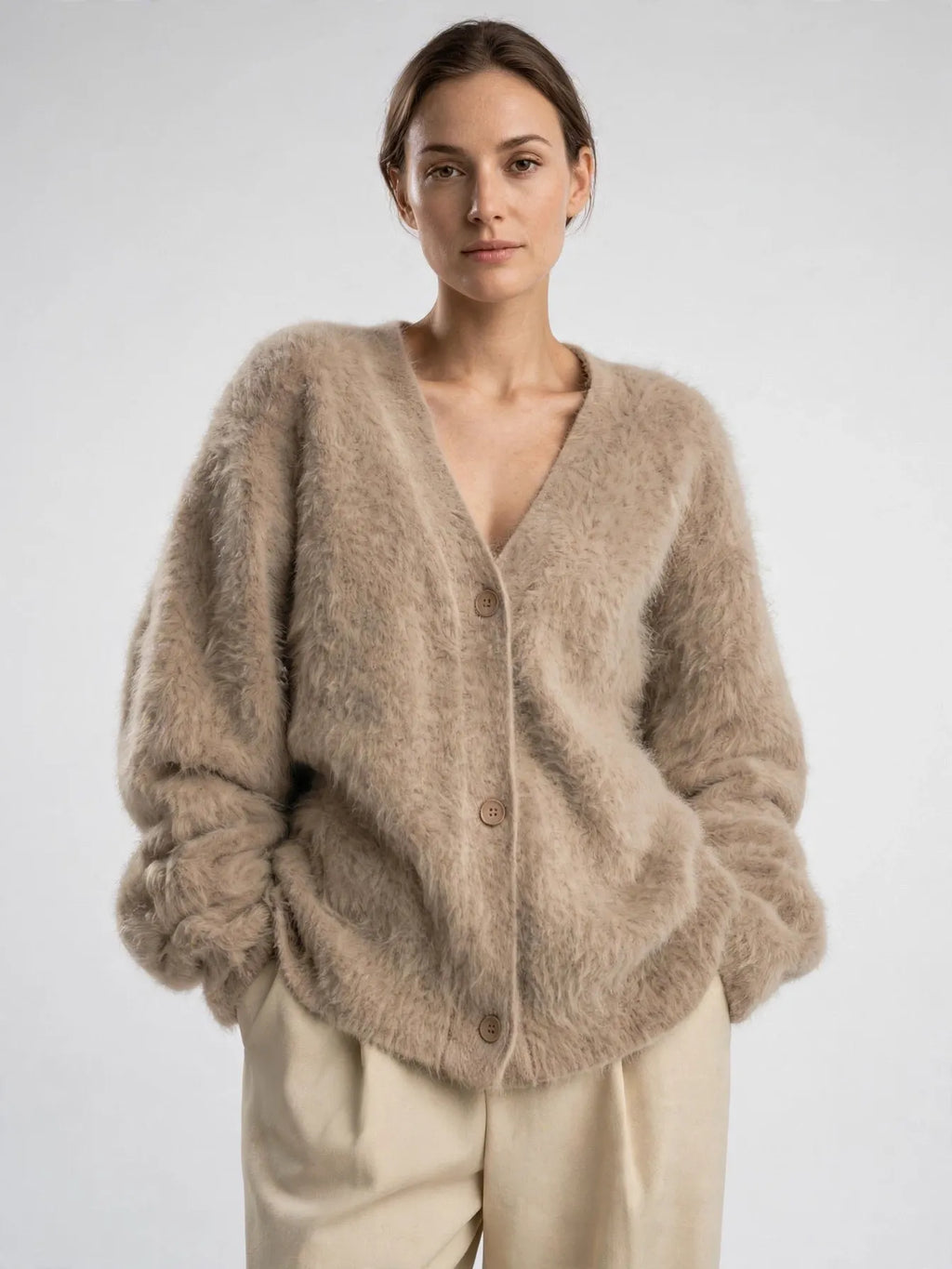 Gilet Femme Maille Manches Longues Polyvalent Confortable Doux