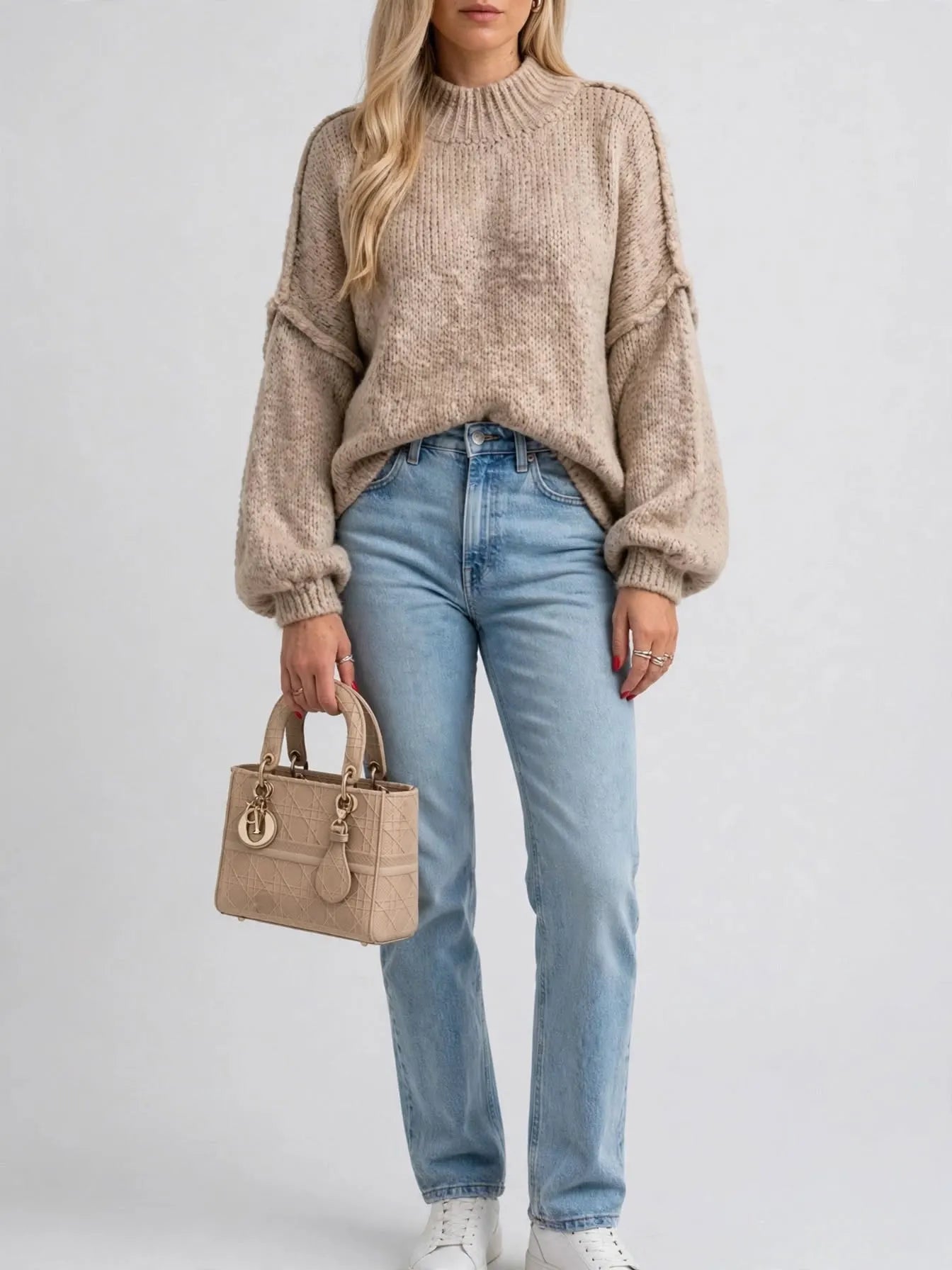 Pull chaud femme col rond coupe standard