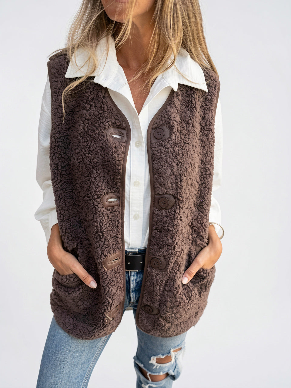 Gilet Boutonné Femme Intemporel Classique Coupe Confortable - S
